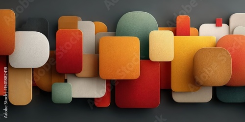 Abstract Modern Geometric Background with Mid-Century Style Shapes
