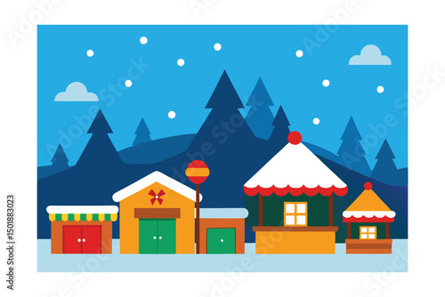 winter landscape with houses