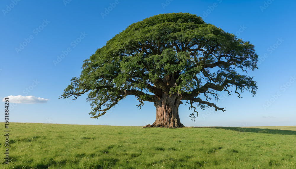 Obraz premium Majestic Oak in Golden Light – Vibrant Countryside Landscape