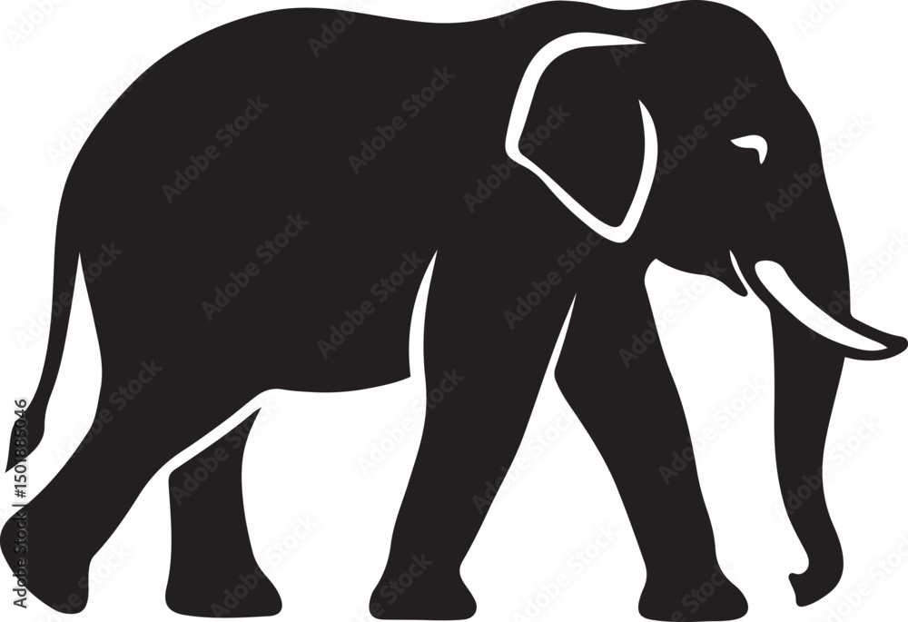 Obraz premium Elephant in motion silhouette artwork, Large animal silhouette walking pose