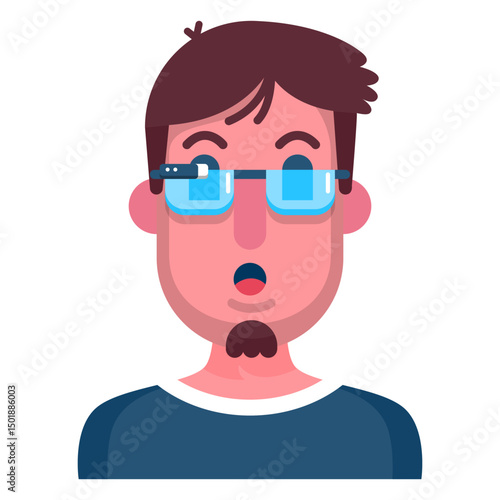 Goggle glass surprise man