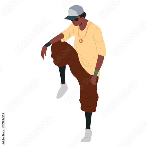 Man raper hip hop cap character illustration