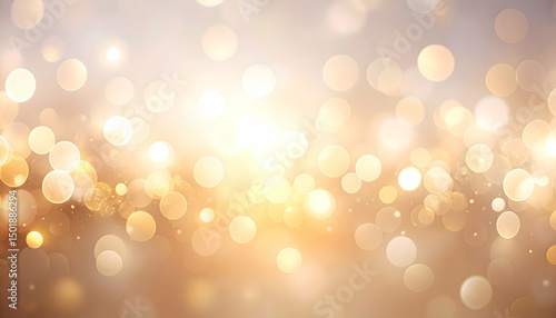 Abstract Gold and Beige Bokeh Background with Sparkling Lights