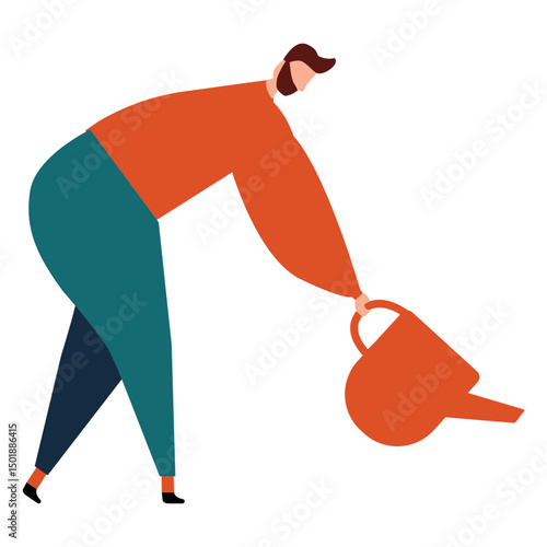 Watering can watering pot man beard flat