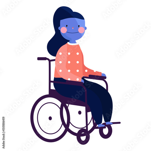 Girl wheel chair ruddiness disabled person flat