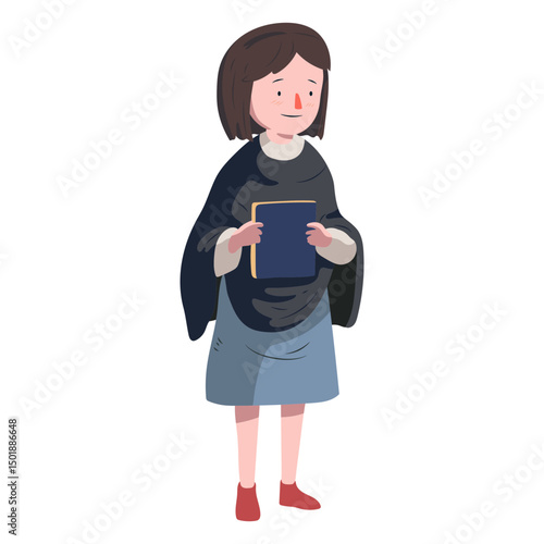 Woman jewish book flat
