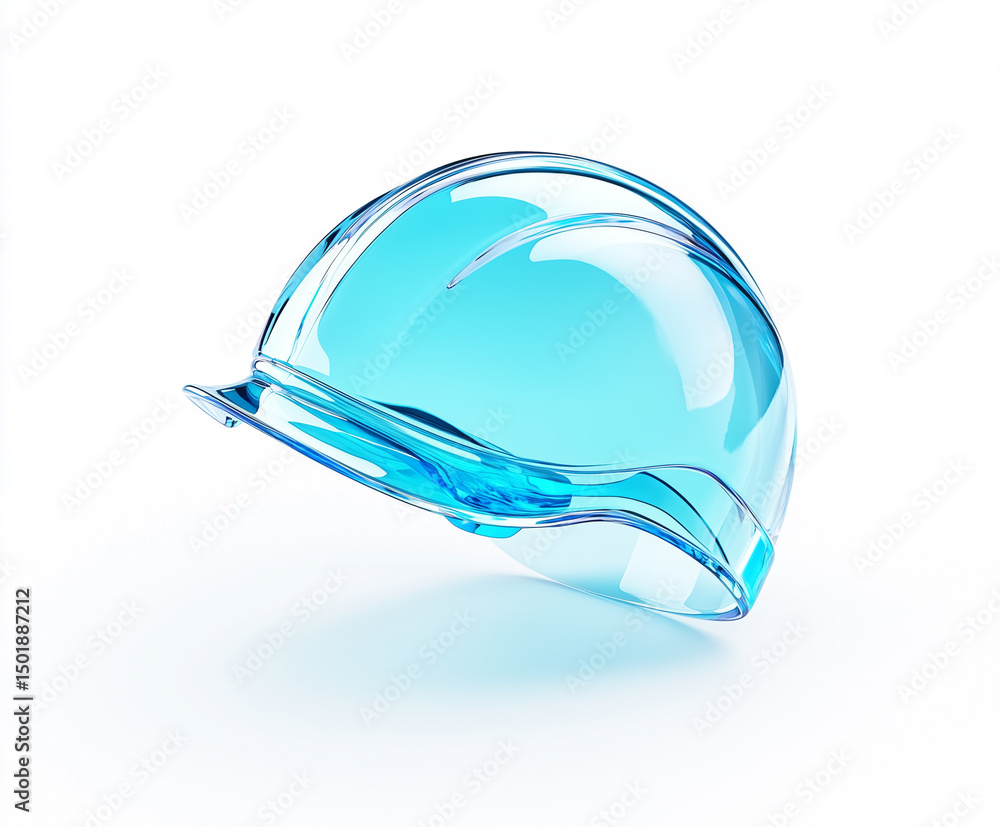 Fototapeta premium A vibrant and transparent safety helmet, poised against an ethereal backdrop, suggests ideas of safety, protection, and progress. A metaphor for the hard-hat area.