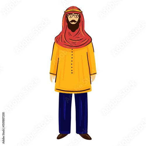 Arab man with glasses character