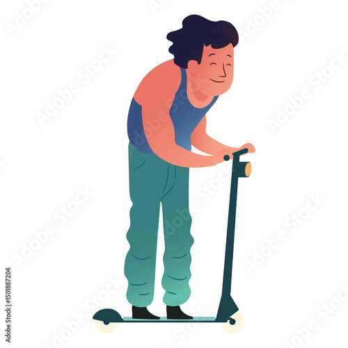 Man kick scooter character