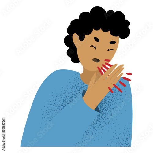 Coughing man character