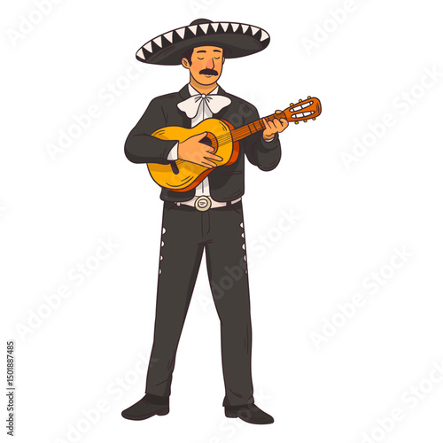 Mexican mariachi character cartoon