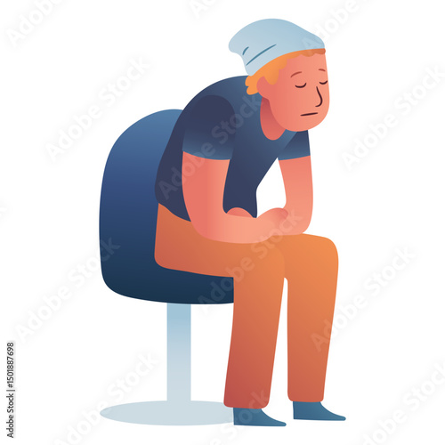 Character sleeping man sitting