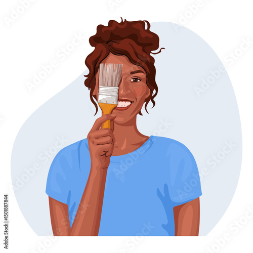 Black woman with brush realistic character