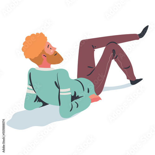 Chill laying man flat