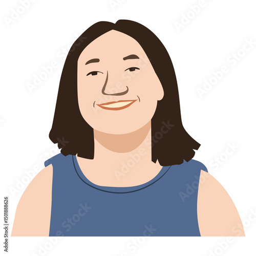 Flat middle aged white woman with dark hair 