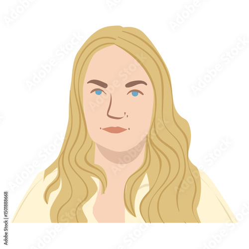 Flat white woman with blonde hair 