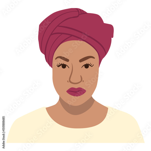 Flat middle aged woman with turban