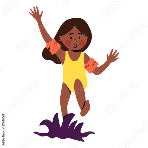 Girl playin with water cartoon