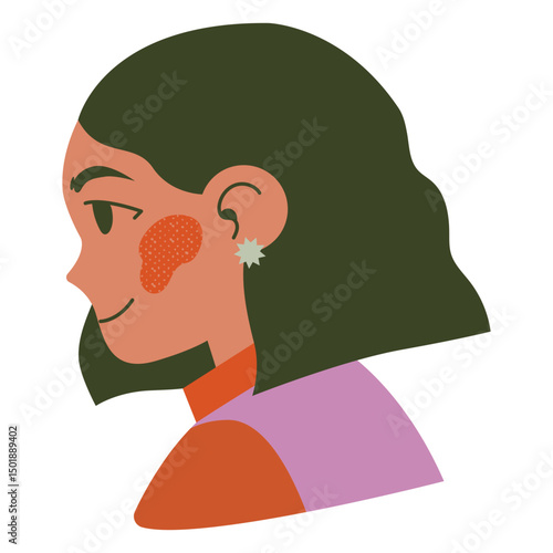 Woman with short hair side profile