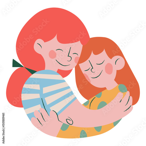 Mother and daughter cartoon