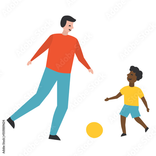 Adult playing ball with a kid