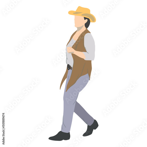 Woman in a cowboy hat walking