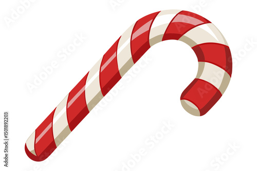 Classic Candy Cane on Clean White Background