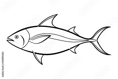 Minimal Tuna Fish Line Art Style