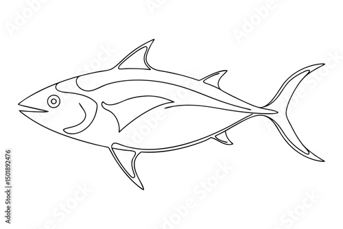 Tuna Fish Line Drawing Minimal Style