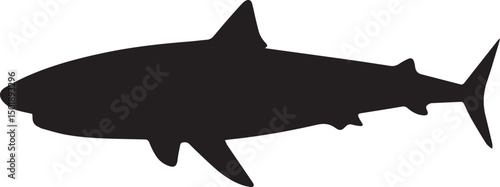 Shark silhouette simple for graphic design, Minimalist shark icon black and white