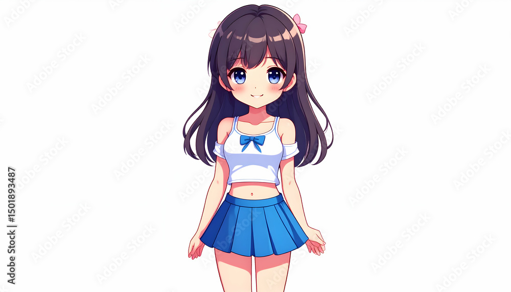 Pixel Art Portrait of a Cute Anime Girl in Summer Outfit Pixel Art Portrait of a Cute Anime Girl in Summer Outfit
