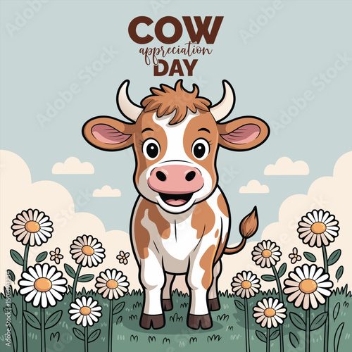 Vector Graphic of happy cow appreciation day illustration,