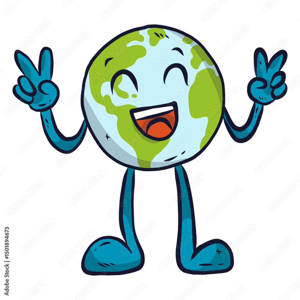 Obraz premium Planet earth happiness laugh smile gesture flat