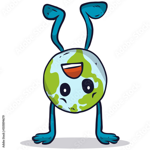 Upside down earth globe illustration