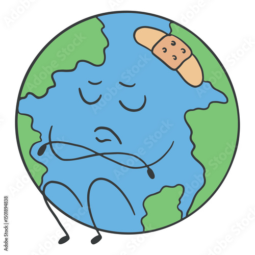 Earth planet climate change cartoon character