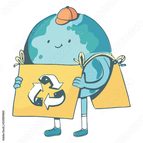 Recycle planet Earth cartoon character
