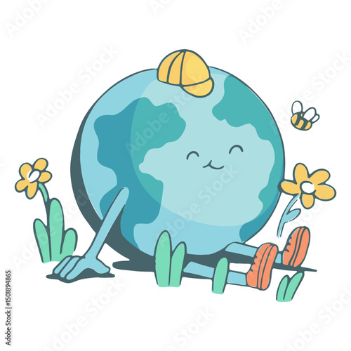 Nature planet Earth cartoon character