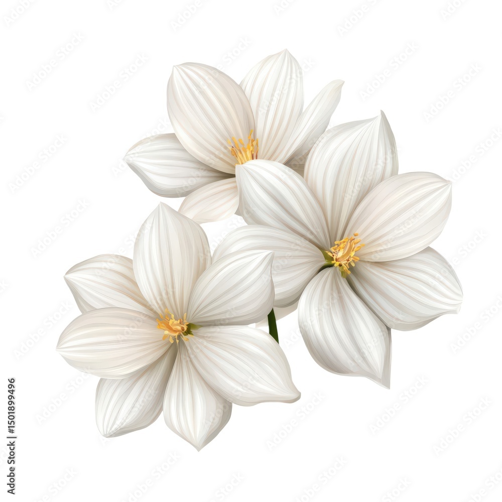 Fototapeta premium Three white flowers illustration on white background