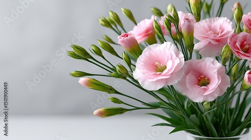 Wallpaper Mural Light pink Echinacea flowers displayed elegantly against a white backdrop, highlighting their delicate petals and vibrant green foliage Torontodigital.ca