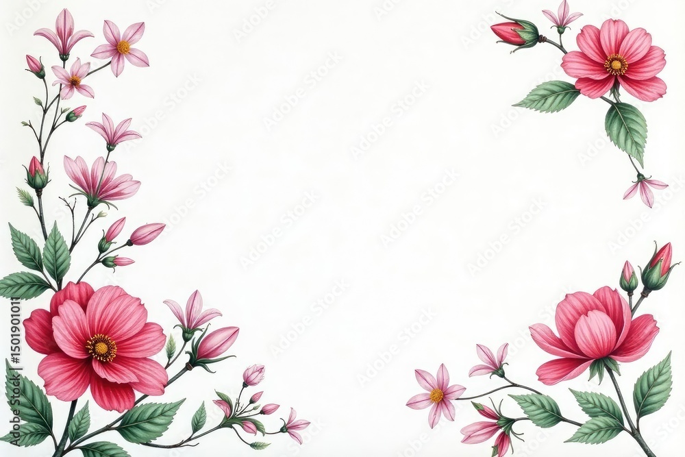 Fototapeta premium Delicate, small-scale floral print on white background, floral, simple