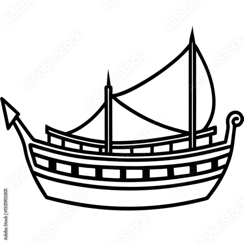 Minimal Dhow Vector on White Background