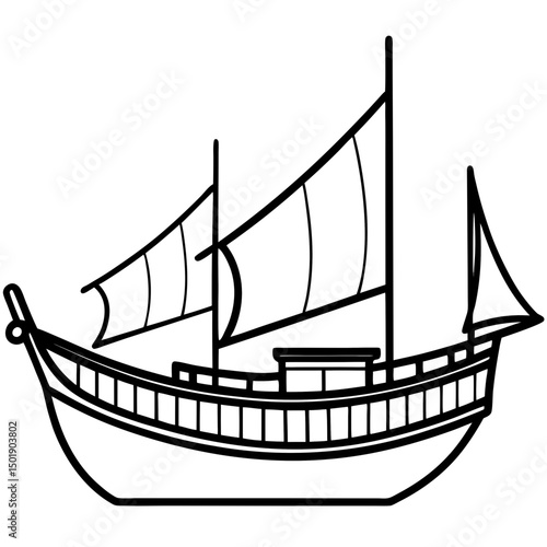 Minimal Dhow Vector on White Background