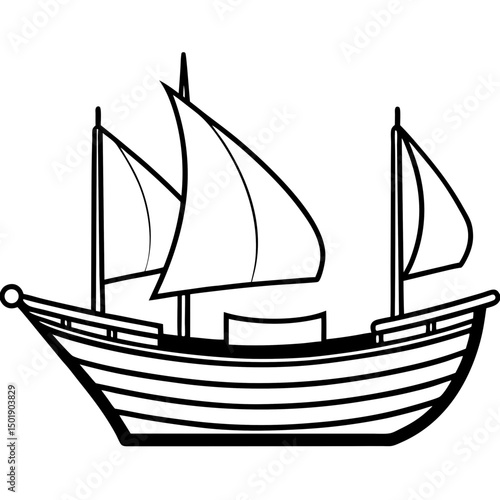 Minimal Dhow Vector on White Background