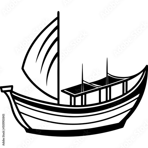 Minimal Dhow Vector on White Background