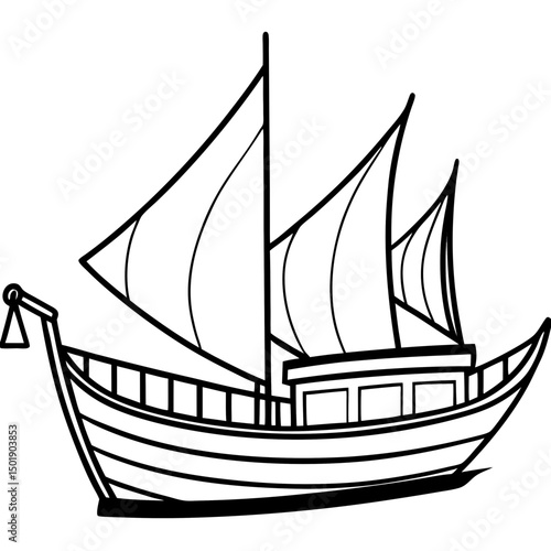 Minimal Dhow Vector on White Background