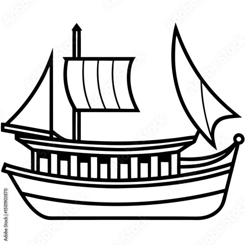 Minimal Dhow Vector on White Background