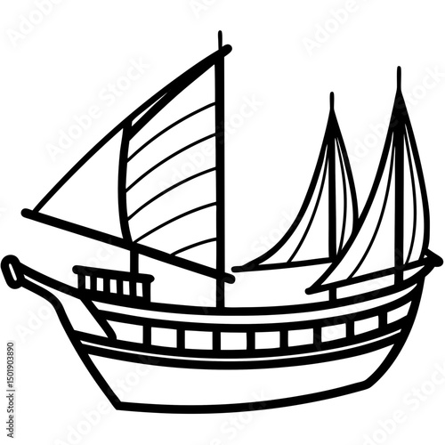 Minimal Dhow Vector on White Background