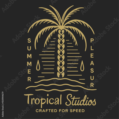 Hand drawn palm tree beach t-shirt. vintage retro paradise graphic print design. Beach resort artwork. motel paradise graphic print design. tropical color graphicas.