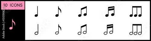  Music notes icons set. Vector illustration.