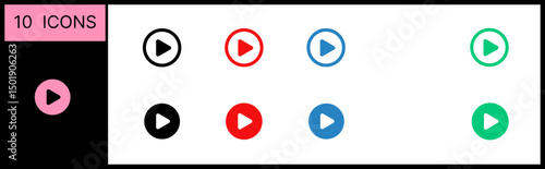 Play buttons. Web icon isolated set. Vector
